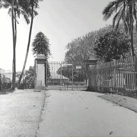 Entrance gates to Royal Botanic Garden, Macquarie Street Sydney, 1962