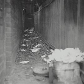 Rubbish in private lane off Shorter Lane Darlinghurst, 1922