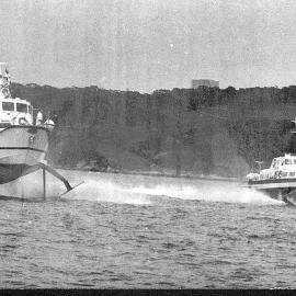 Sydney Harbour's first two hydrofoil ferries -FAIRLIGHT ( 2) and MANLY (3) right.