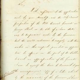 Letter - Request that a portion of Old Burial Ground be resumed for Sydney Town Hall, 1844