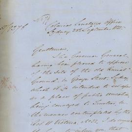 Letter - Approval for the Old Burial Ground to be a place of public recreation, 1855 